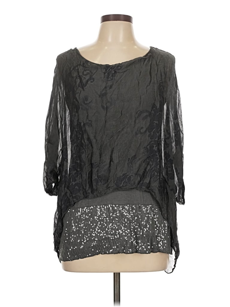 Pre-owned Tempo Paris 3/4 Sleeve Blouse In Black