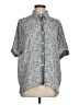 Max Studio 100% Polyester Houndstooth Silver Blue Short Sleeve Blouse Size M - photo 1