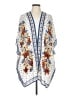 Max Studio 100% Polyester Floral Multi Color White Kimono Size L (estimated) - photo 1