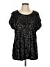 PrettyGuide 100% Polyester Black Short Sleeve Blouse Size L - photo 1