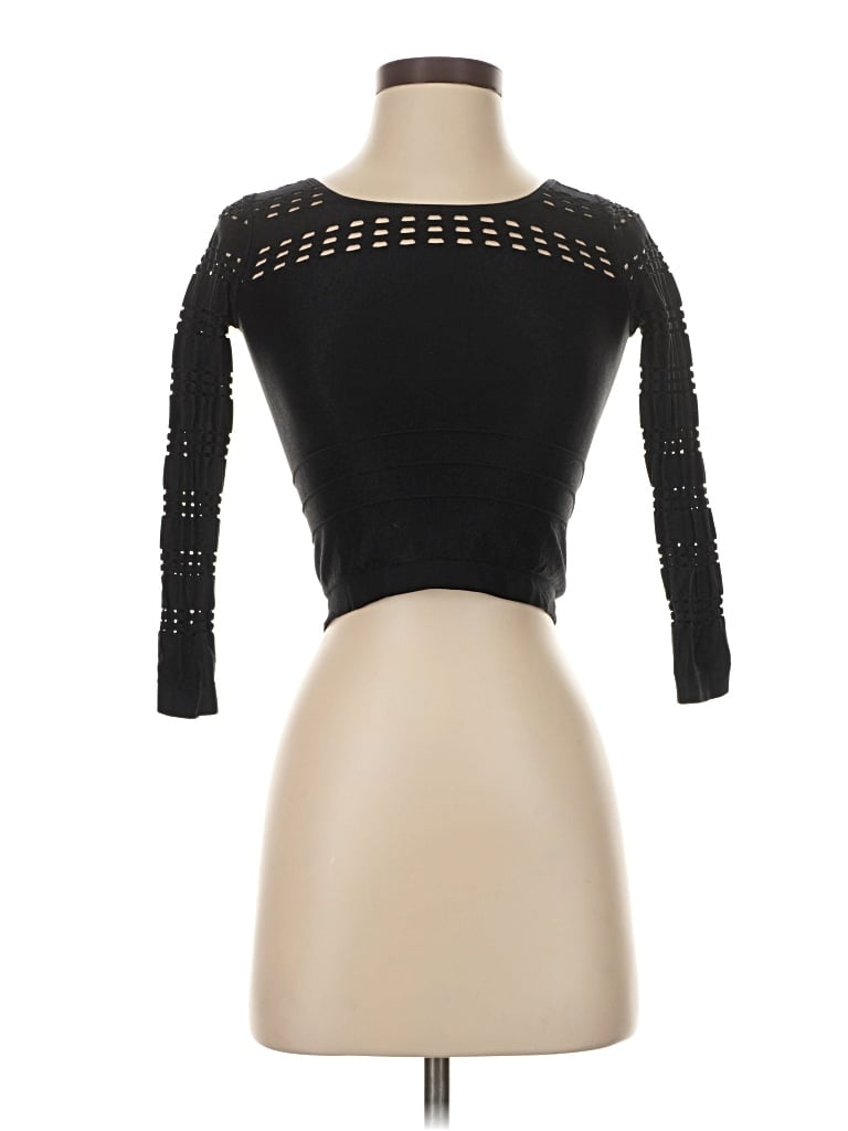 Pre-owned Bebe 3/4 Sleeve Top Black Boatneck Tops