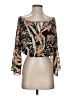 Guess 100% Polyester Floral Stripes Color Block Multi Color Black 3/4 Sleeve Blouse Size XS - photo 1