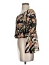 Guess 100% Polyester Floral Stripes Color Block Multi Color Black 3/4 Sleeve Blouse Size XS - photo 5