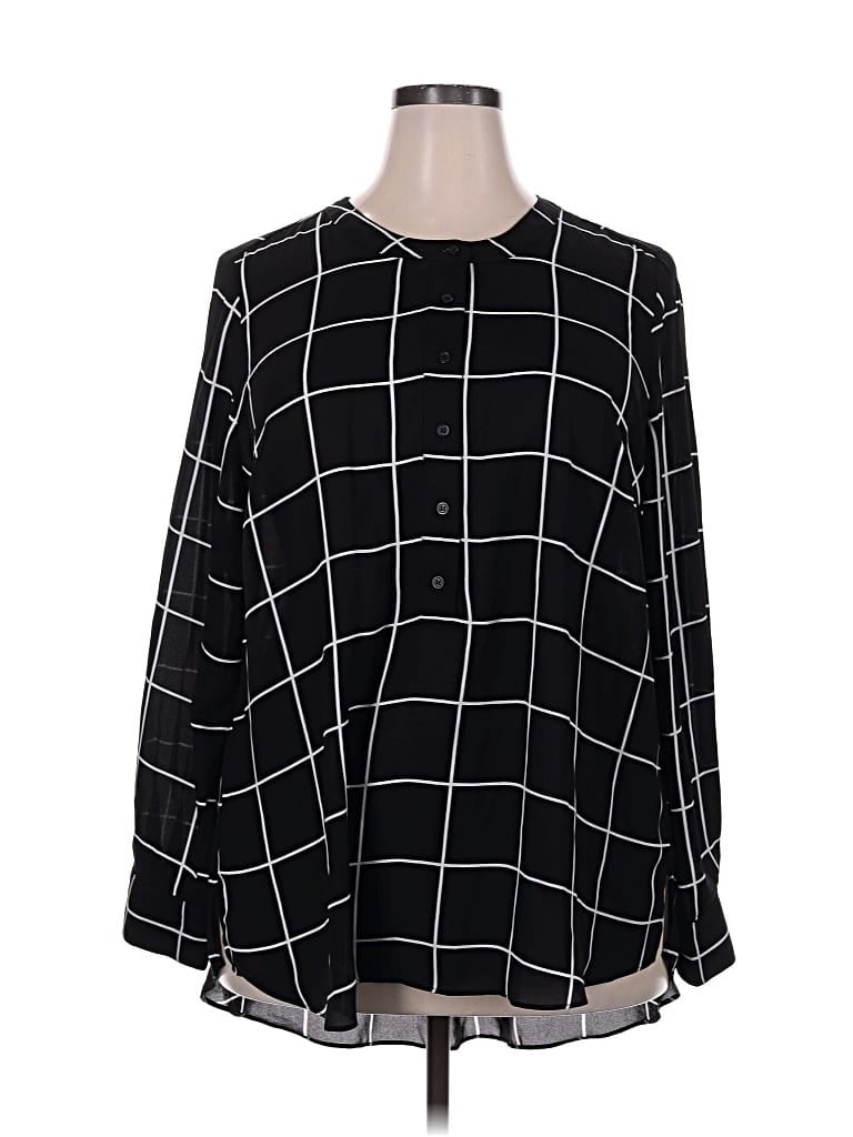 Pre-owned Lane Bryant Long Sleeve Blouse In Black