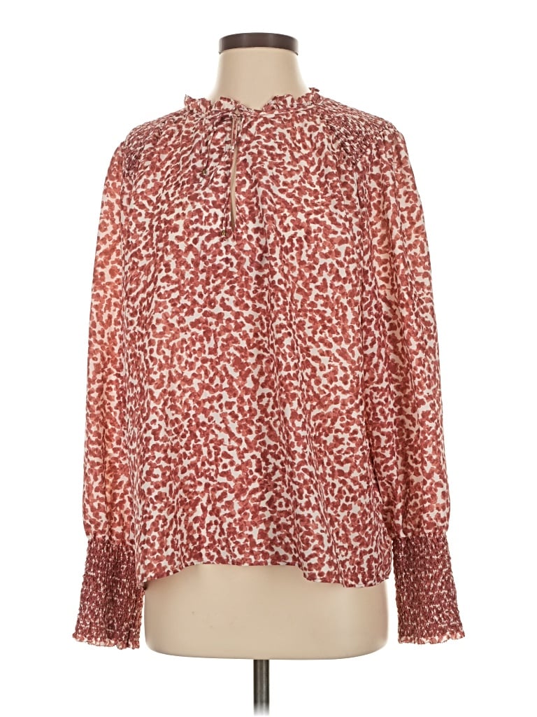 Pre-owned Marie Oliver Long Sleeve Blouse In Red