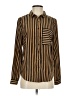 Sweet Rain 100% Polyester Stripes Brown Long Sleeve Blouse Size S - photo 1