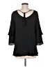 Ann Taylor 100% Polyester Black 3/4 Sleeve Top Size M - photo 2