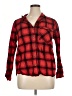 Target 100% Cotton Plaid Red Long Sleeve Button-Down Shirt Size XL - photo 1