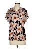 CAbi 100% Polyester Floral Brown Short Sleeve Blouse Size XS - photo 1