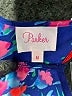 Parker 100% Silk Floral Blue Cocktail Dress Size M - photo 7