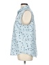 Lands' End 100% Cotton Polka Dots Blue Sleeveless Button-Down Shirt Size L - photo 5
