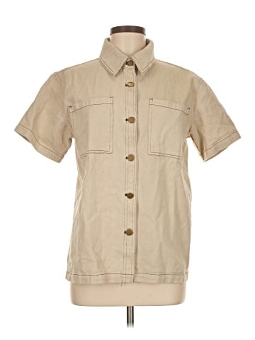 Charcoal Short Sleeve Button-Down Shirt (view 1)