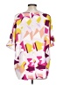 2 Hearts Color Block Pink Purple Short Sleeve Blouse Size L - photo 2