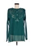 Kaktus 100% Polyester Teal Long Sleeve Blouse Size M - photo 1