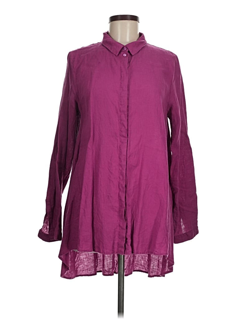 Pre-owned Eileen Fisher Long Sleeve Blouse In Purple