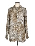 Dalia Collection 100% Rayon Animal Print Gold Long Sleeve Blouse Size L - photo 1