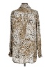 Dalia Collection 100% Rayon Animal Print Gold Long Sleeve Blouse Size L - photo 2