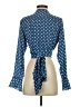 FiveSeventyFive 100% Polyester Polka Dots Blue Long Sleeve Blouse Size XS - photo 2