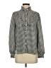 Ann Taylor 100% Polyester Houndstooth Gray Long Sleeve Blouse Size XS - photo 1