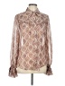Velvet 100% Polyester Ivory Brown Long Sleeve Blouse Size L - photo 1