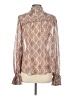 Velvet 100% Polyester Ivory Brown Long Sleeve Blouse Size L - photo 2