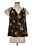 HD in Paris Black Short Sleeve Silk Top Size 4 - photo 1