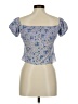 Intermix 100% Silk Blue Short Sleeve Silk Top Size 6 - photo 2
