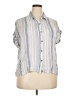 Vanilla Star 100% Rayon Stripes Blue Short Sleeve Blouse Size XL - photo 1