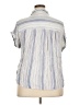 Vanilla Star 100% Rayon Stripes Blue Short Sleeve Blouse Size XL - photo 2
