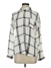 Sincerely Jules 100% Rayon Plaid Silver Long Sleeve Blouse Size S - photo 1