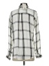 Sincerely Jules 100% Rayon Plaid Silver Long Sleeve Blouse Size S - photo 2
