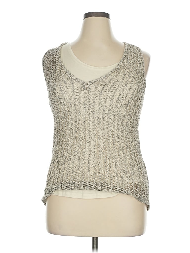 Pre-owned E3 By Etcetera Sleeveless Top Silver Scoop Neck Tops