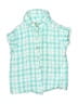 Monica + Andy 100% Cotton Checkered-gingham Teal Blue Short Sleeve Button-Down Shirt Size 2T - photo 1