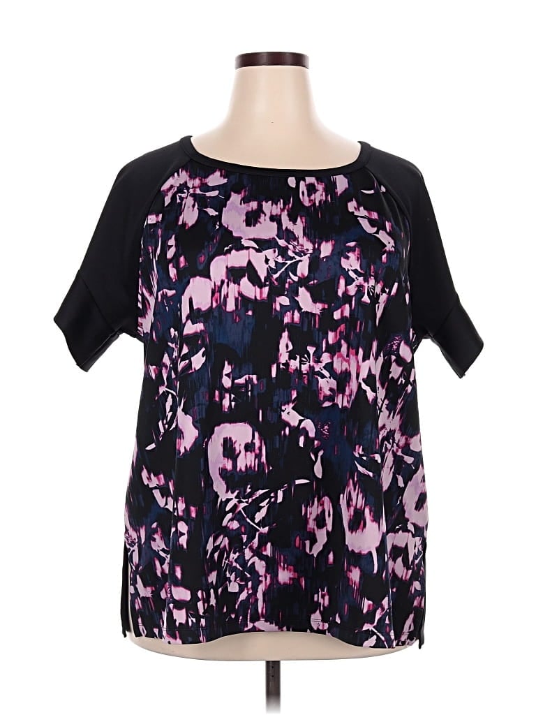 Pre-owned Livi Active Short Sleeve Blouse In Black