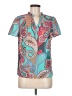 Shein Paisley Teal Short Sleeve Blouse Size 6 - photo 1
