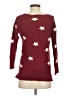 Lucky Brand 100% Cotton Stars Burgundy Pullover Sweater Size S - photo 2