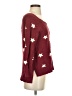 Lucky Brand 100% Cotton Stars Burgundy Pullover Sweater Size S - photo 4
