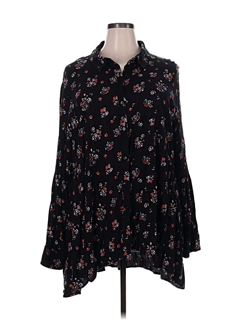 Pre-owned Ana Long Sleeve Blouse In Black
