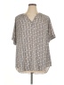 Worthington 100% Polyester Stars Gray Short Sleeve Blouse Size XL - photo 1