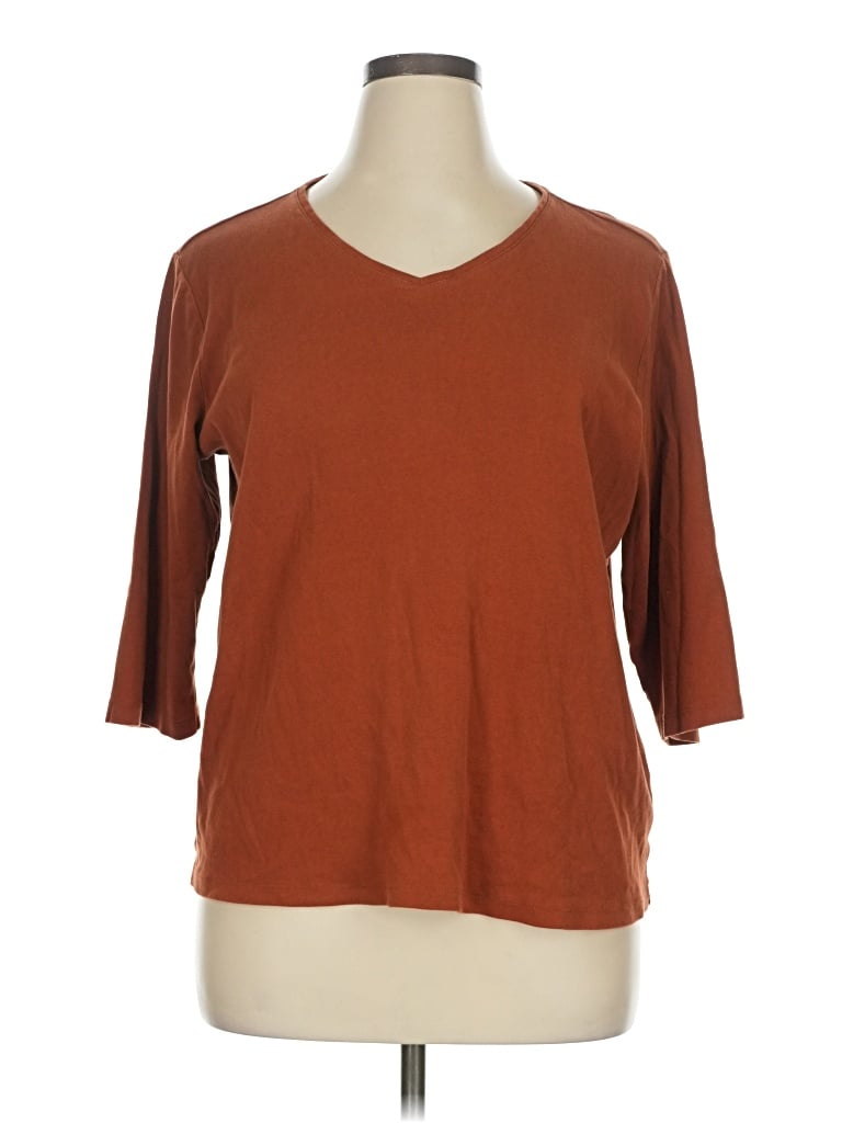 Pre-owned Cj Banks 3/4 Sleeve T-shirt In Brown