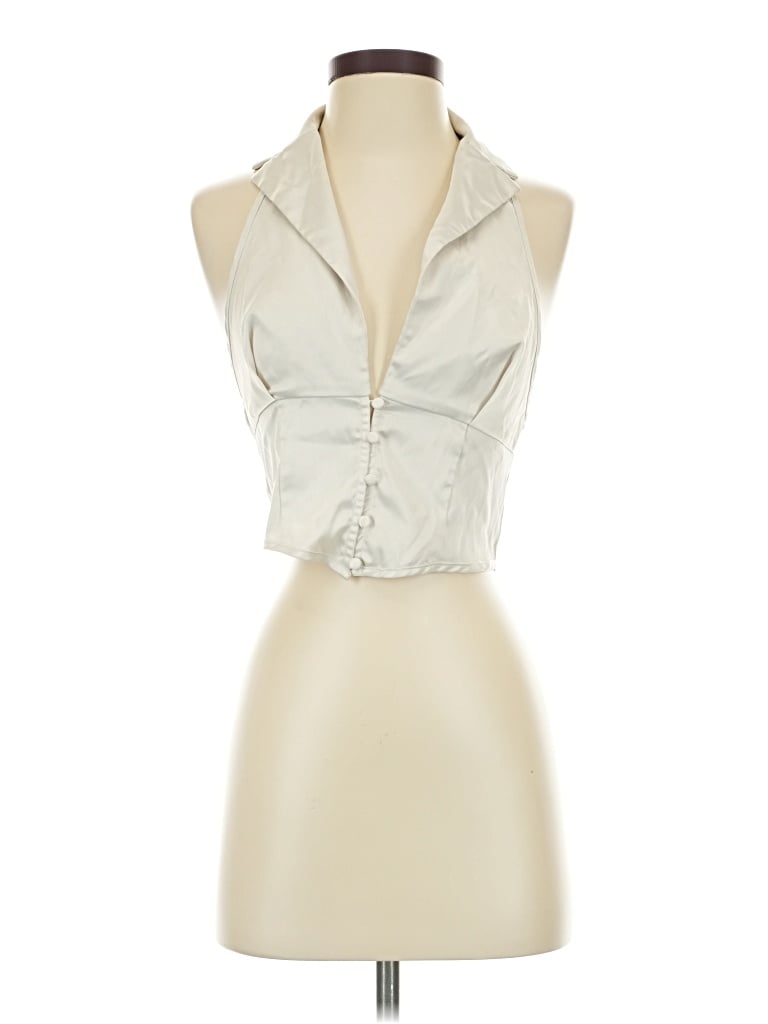 Pre-owned Cider Sleeveless Button Down Shirt In White