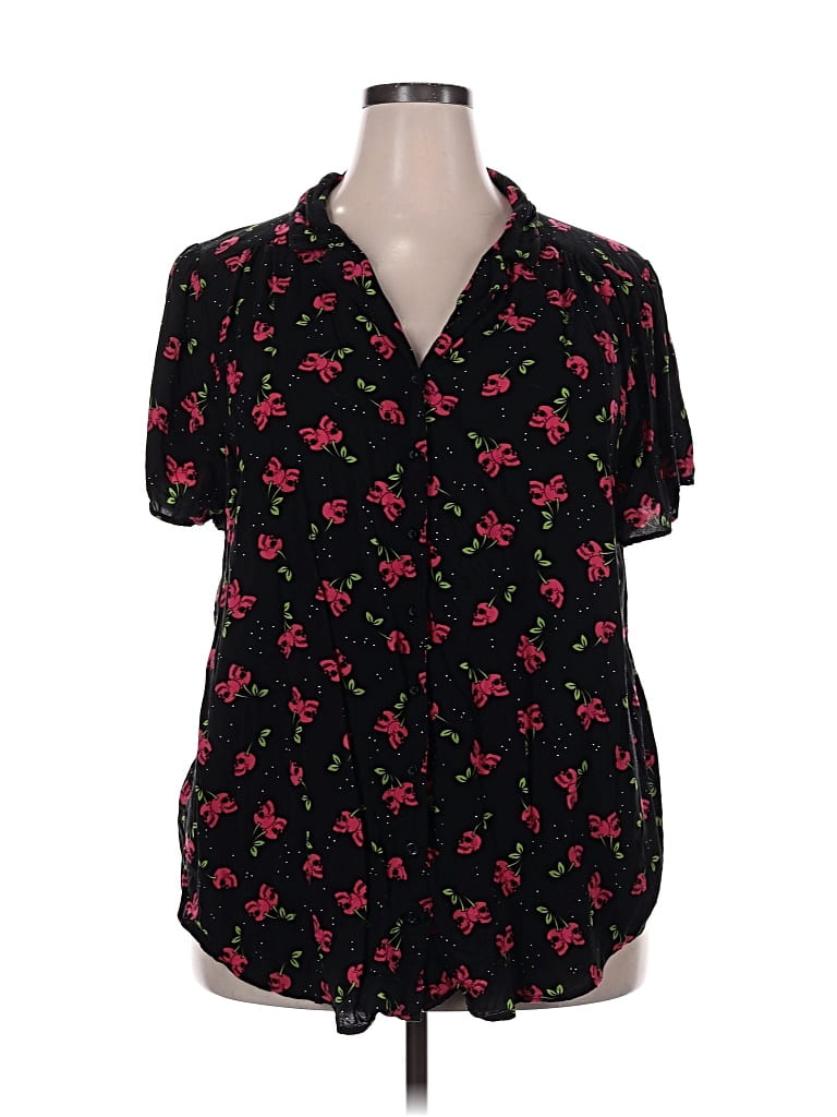 Pre-owned Torrid Short Sleeve Blouse In Black