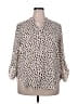 Lush 100% Polyester Animal Print Tan 3/4 Sleeve Blouse Size XXL - photo 1