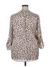 Lush 100% Polyester Animal Print Tan 3/4 Sleeve Blouse Size XXL - photo 2