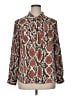 C established 1946 100% Polyester Animal Print Brown Long Sleeve Blouse Size XL - photo 1