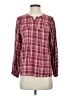 Madewell 100% Viscose Plaid Red Burgundy Long Sleeve Blouse Size XXS - photo 1