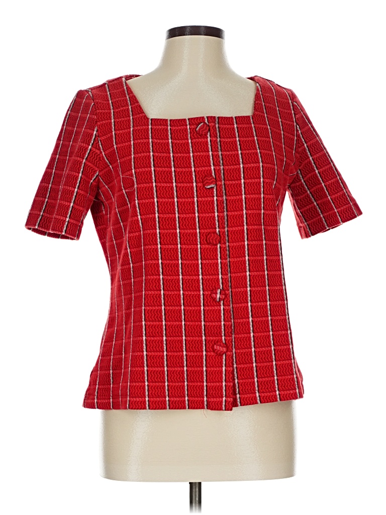Pre-owned Ann Taylor Short Sleeve Blouse In Red