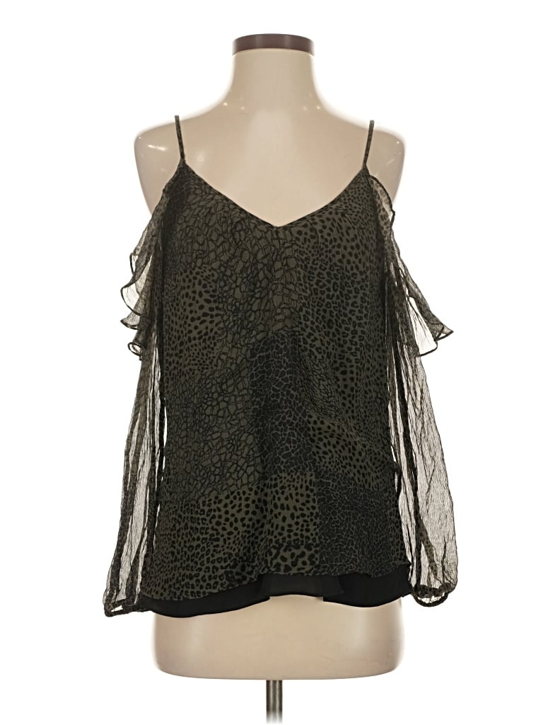 Pre-owned Ramy Brook Sleeveless Silk Top Black Cold Shoulder Neckline Tops