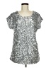 PrettyGuide 100% Polyester Silver Short Sleeve Top Size M - photo 1