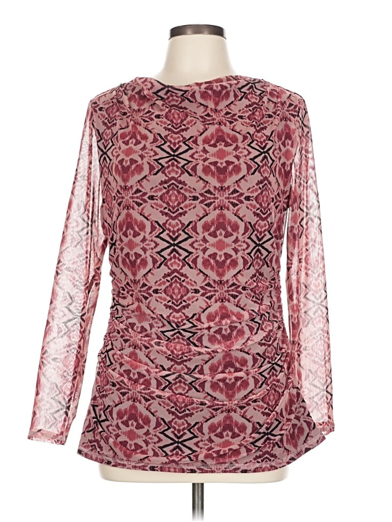 Pre-owned Counterparts Long Sleeve Blouse In Burgundy